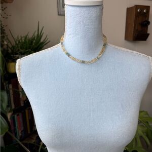 Citrine Aquamarine Bead Choker Necklace